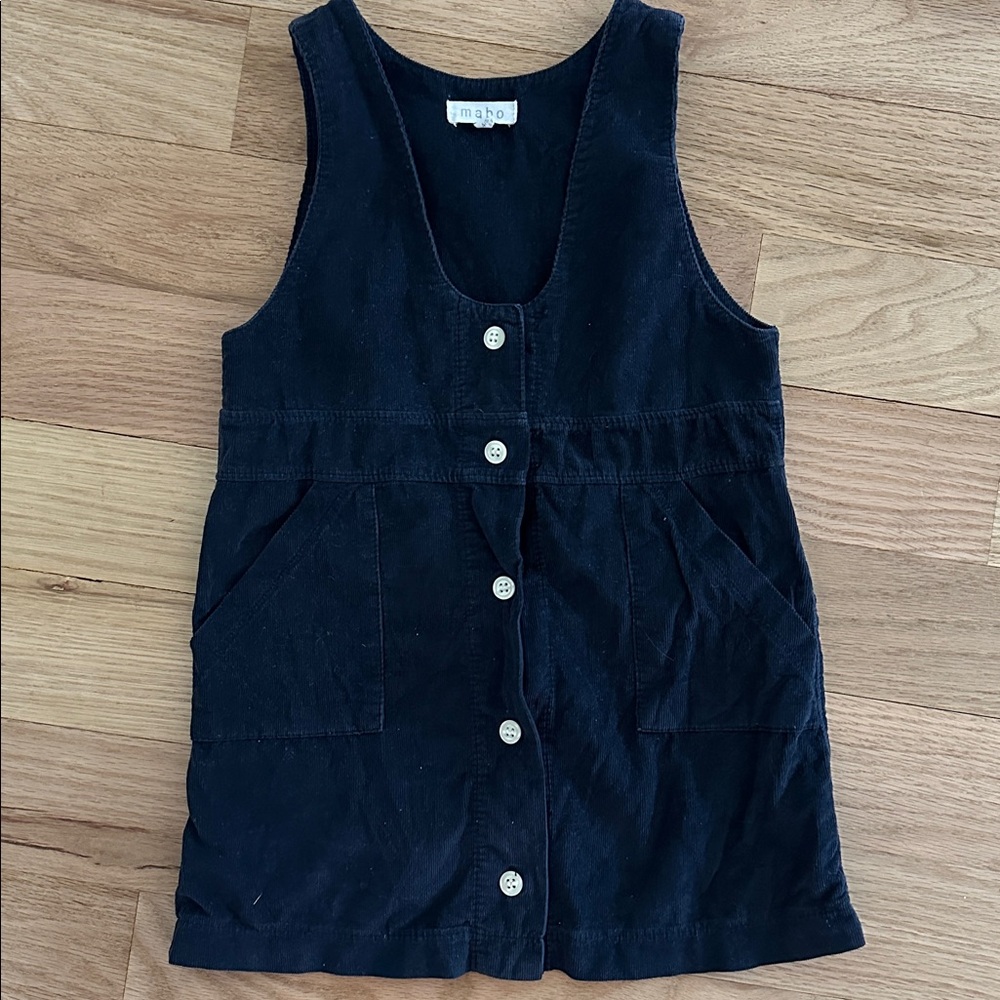 Mabo Clothier navy fine wale corduroy jumper with front buttons girls size 4/5